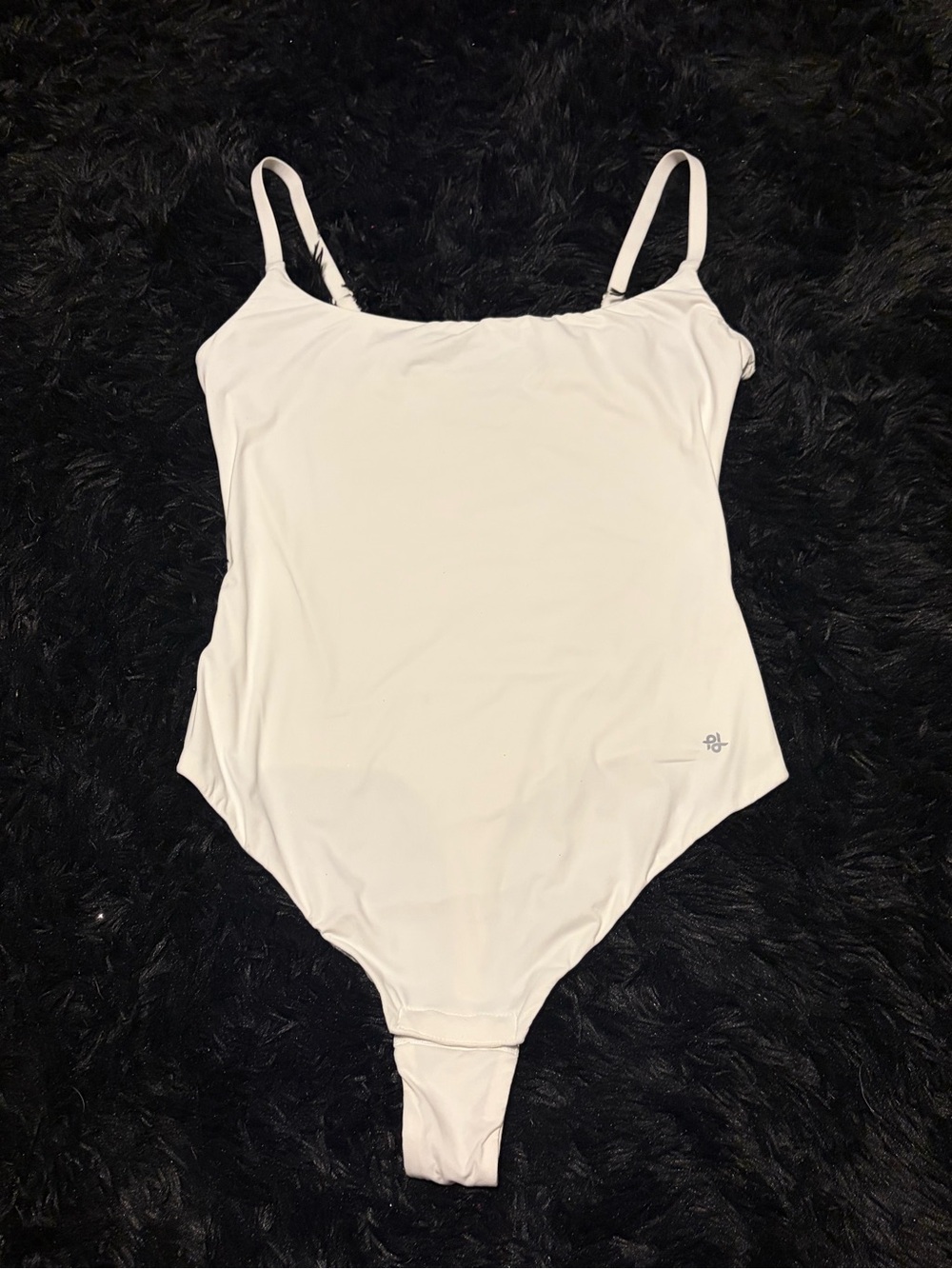 Women’s White Scoop Neck Bodysuit with Thin Straps